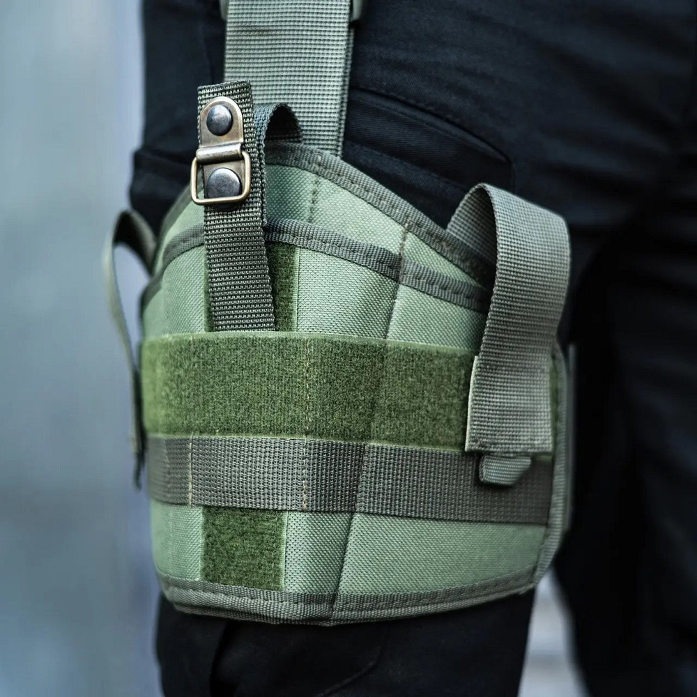 Кобура стегнова для пістолета хакі олива з поясним кріпленням універсальна Cordura Одеса - фото 8