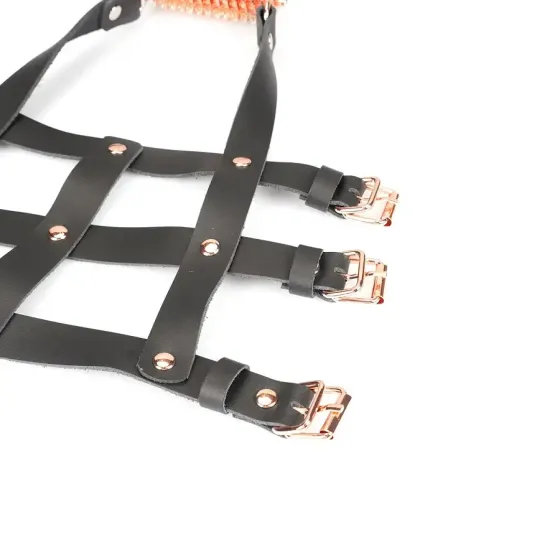 Кожаная портупея для голеностопа со шпорами Liebe Seele Leather High Heel Ankle Harness Rose Gold Львов