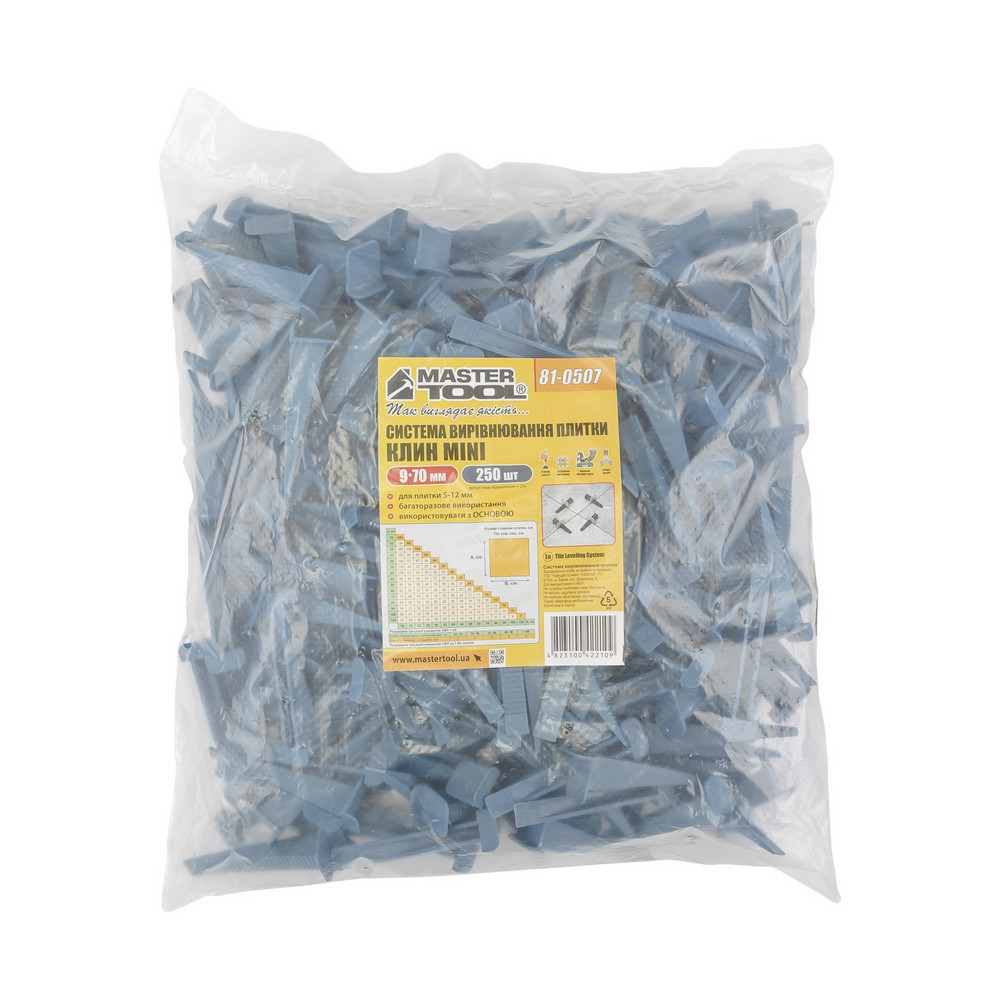 MASTERTOOL Система вирівнювання плитки MASTERTOOL КЛИН MINI 9х70 мм набір 250 шт 81-0507 Коломия - фото 6