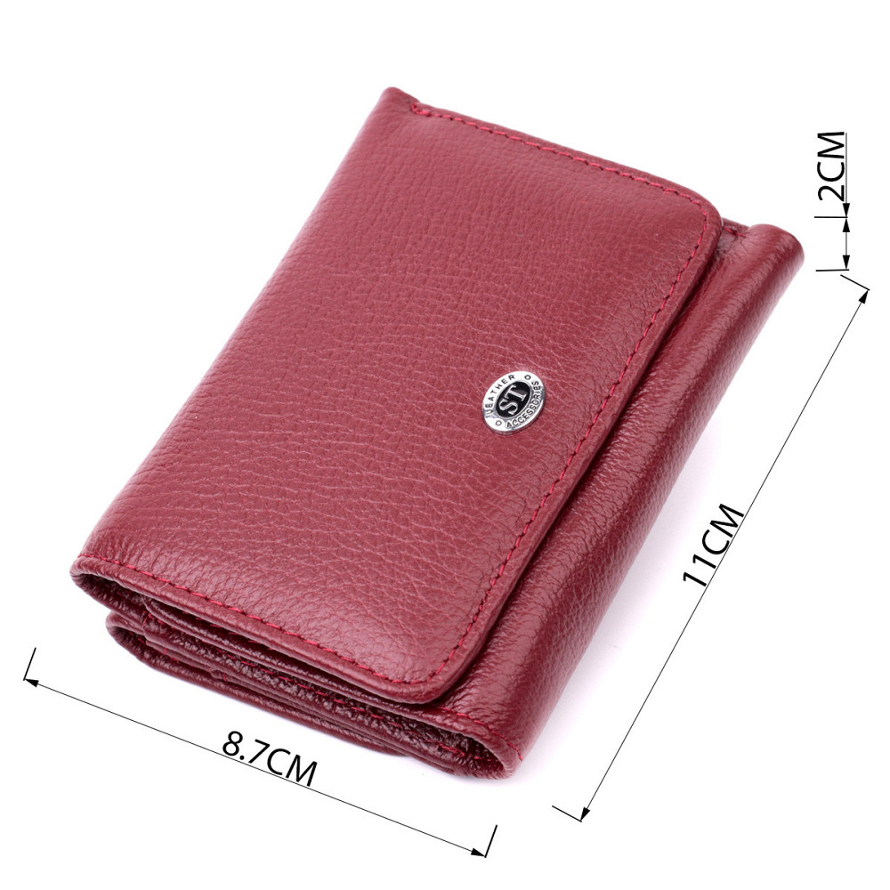 Жіночий гаманець горизонтального типу з натуральної шкіри ST Leather 19479 Бордовий Київ - фото 3