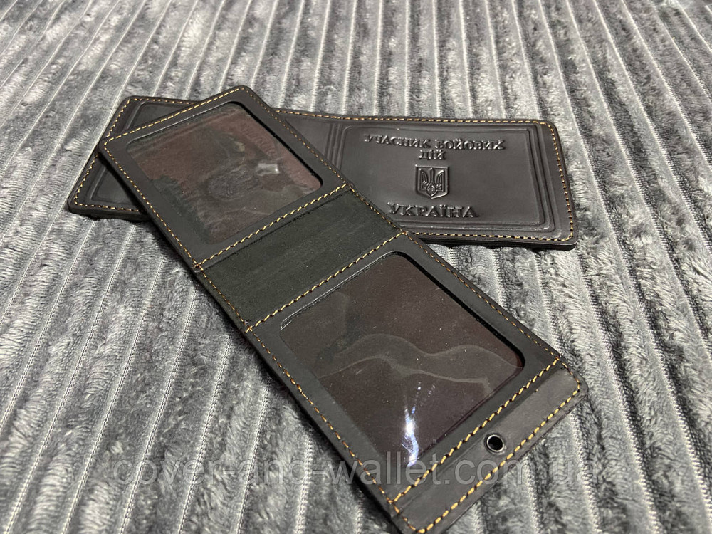 Обкладинка на посвідчення "Учасник бойових дій" із вінтажної шкіри Crazy Horse Київ - фото 3