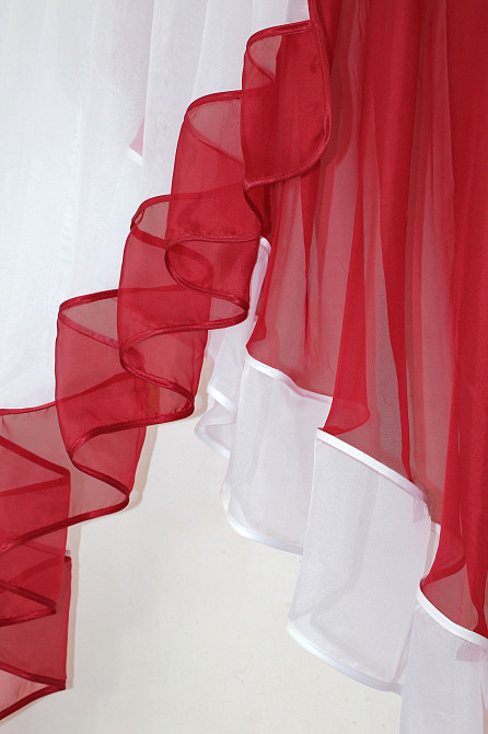 Кухонная занавеска VR-Textil № 023к красный с белым 150х150 см (50-092) Киев - изображение 5