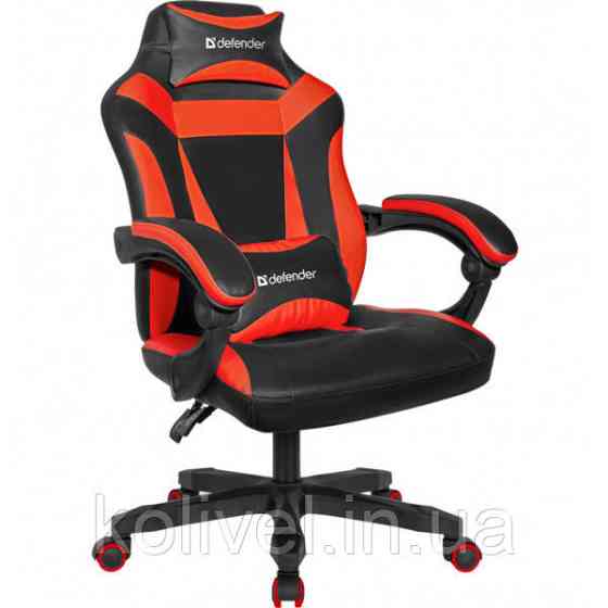 Крісло ігрове Defender Master поліуретан, 50мм, Black/Red (64359) Київ