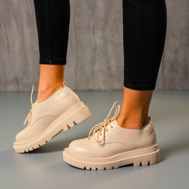 Жіночі Бежеві Броги Туфлі Оксфорди Танкетка Сліпони Шкіряні Мокасини (розміри: 36,37,38,39,40,41) Дніпро - фото 8