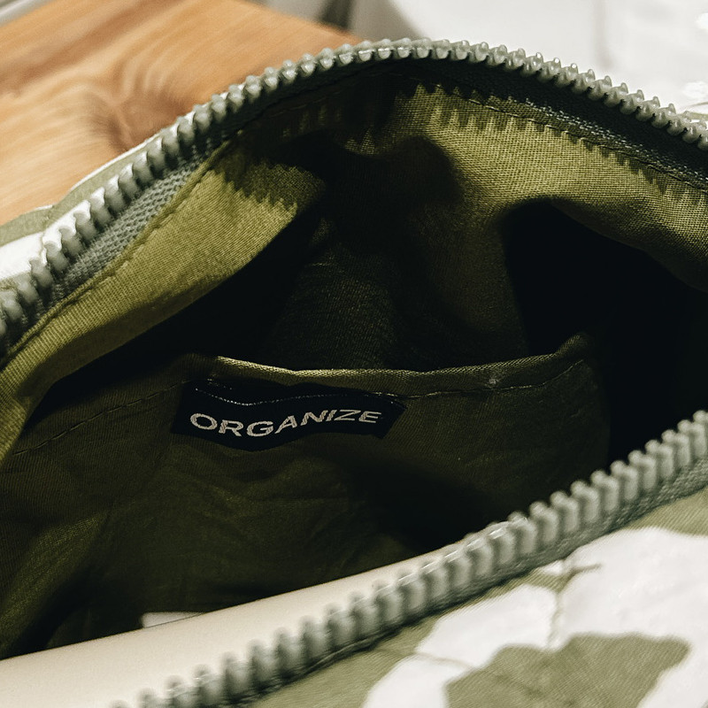 Большая женская хлопковая косметичка Зебра 24x13x13 см (Хаки) Сумы - изображение 4