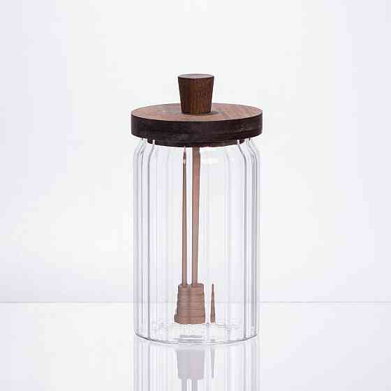 Yiwu Медовниця скляна з кришкою і ложкою 850 (мл) 64486-6 Коломия