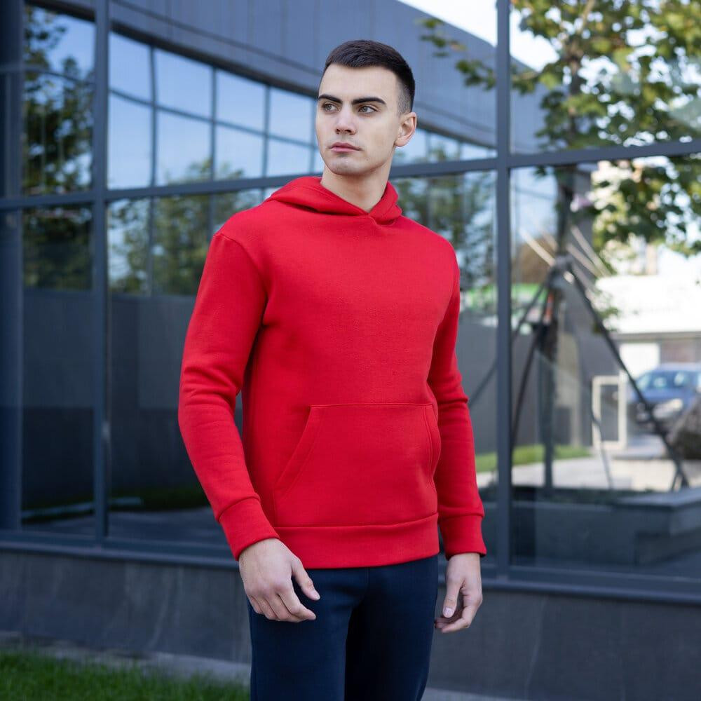 Тепле чоловіче худі на флісі з капюшоном червоне Pobedov 007 ЗИМА Київ - фото 1