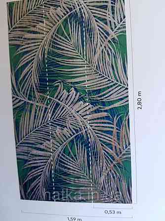 Шпалери вінілові Grandeco One roll one motif 2 A39603 панно рослини лист папороті коричневий на бірюзовому Київ