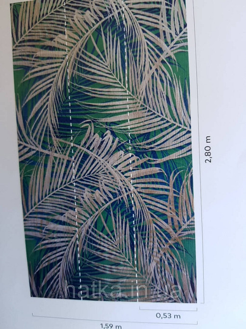 Шпалери вінілові Grandeco One roll one motif 2 A39603 панно рослини лист папороті коричневий на бірюзовому Київ - фото 3
