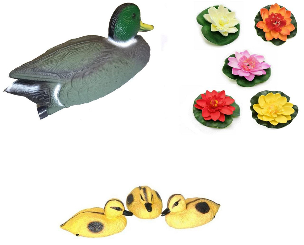 Искуственные декоративные лилии для пруда 5шт. + Качка зелена + Каченята 3шт. Киев - изображение 2