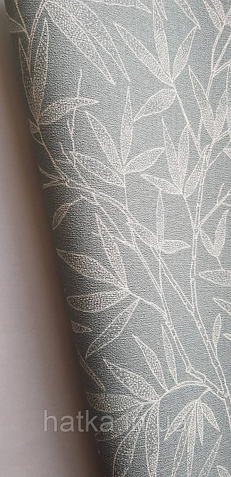 Шпалери вінілові на флізеліні метрові Rasch Novella 1,06х10 листя гілки матові білі на бірюзове сірком Київ - фото 2