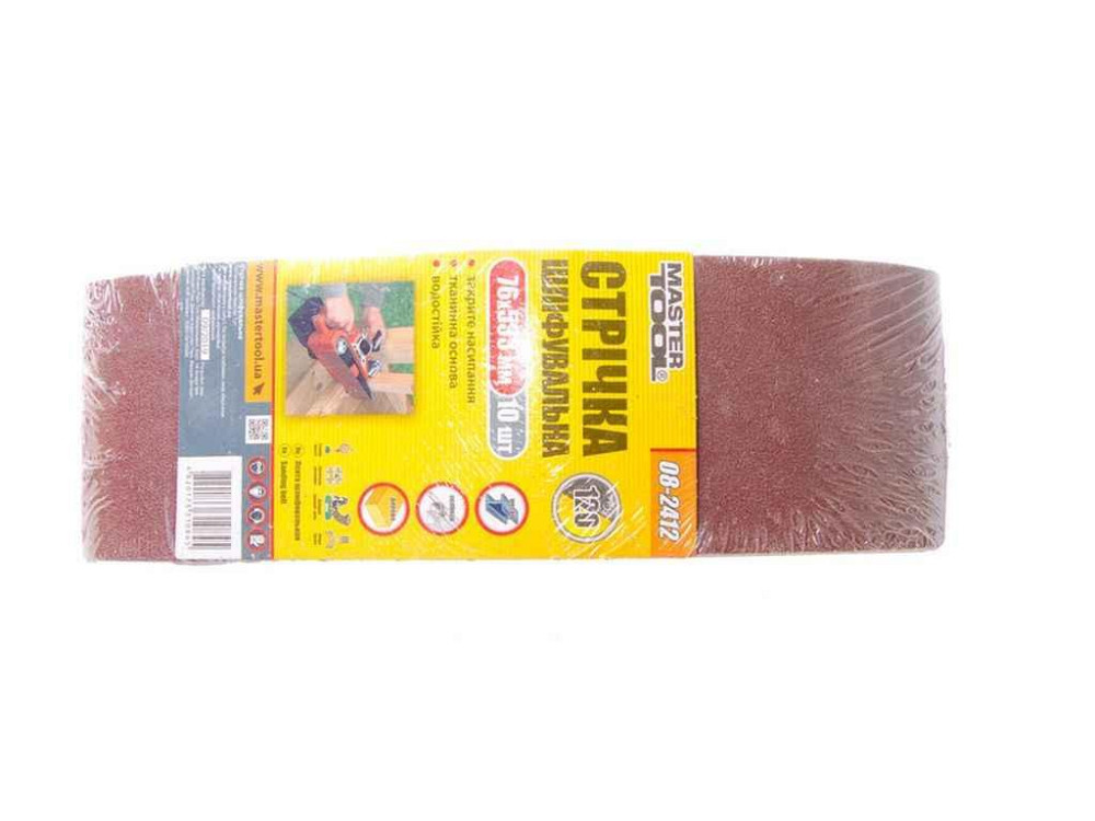 Стрічка абразивна К120 76*533мм (10шт) 08-2412 ТМ MASTER TOOL Київ - фото 1