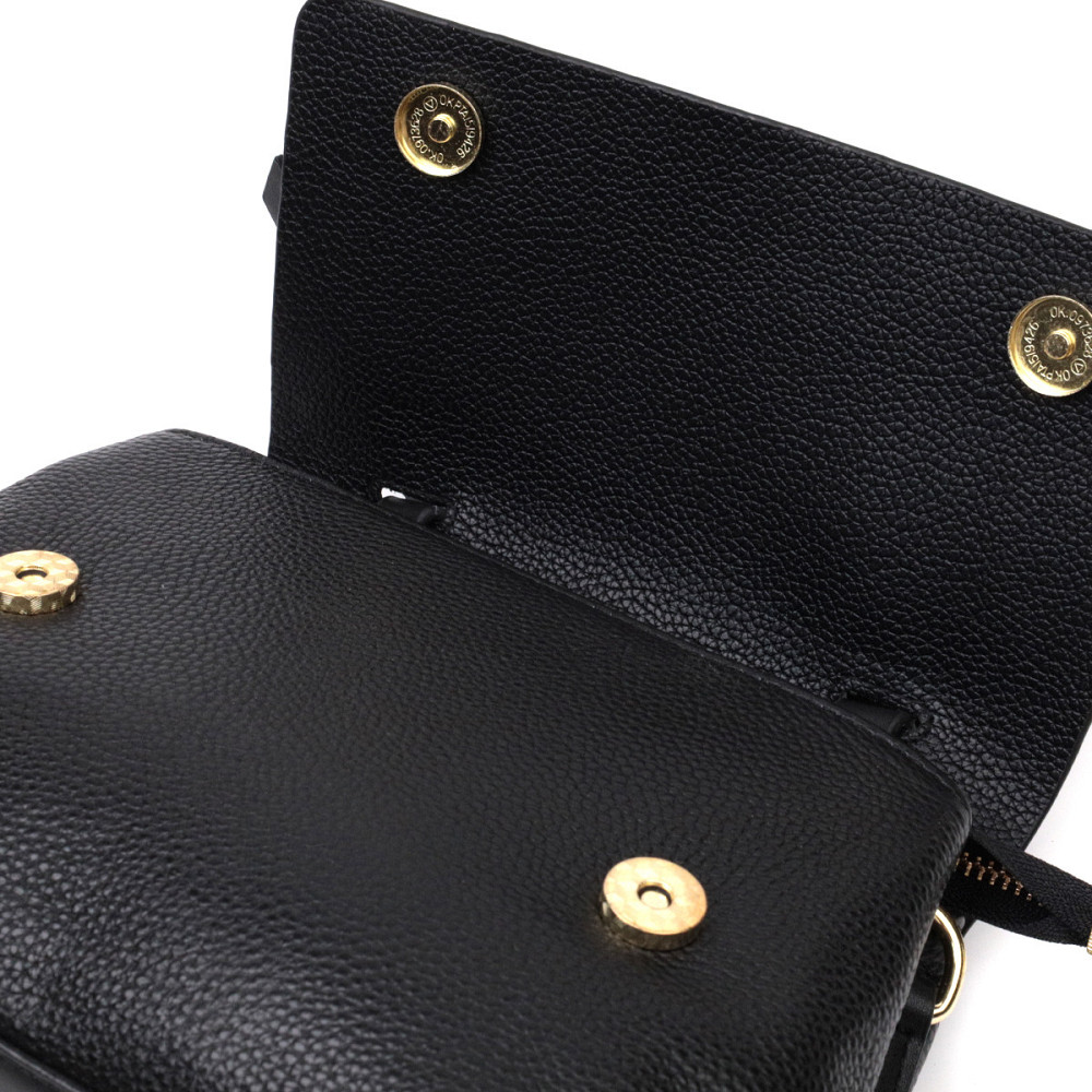 Женская сумка с интересною ручкой из натуральной кожи Vintage 22336 Черная Киев - изображение 6