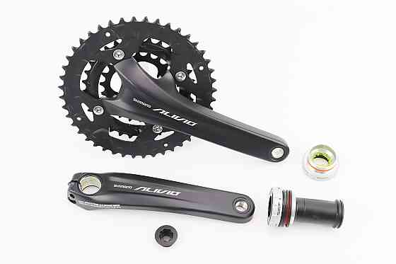 Шатуни "Hollowtech II" 175мм, 44.32.22T MTB+каретка SM-BB52, інтегрована вісь 24мм, алюмінієві, чорні ALIVIO FC-M4060 Київ