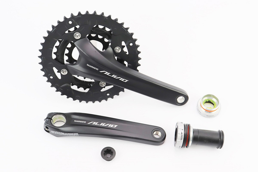 Шатуни "Hollowtech II" 175мм, 44.32.22T MTB+каретка SM-BB52, інтегрована вісь 24мм, алюмінієві, чорні ALIVIO FC-M4060 Київ - фото 1