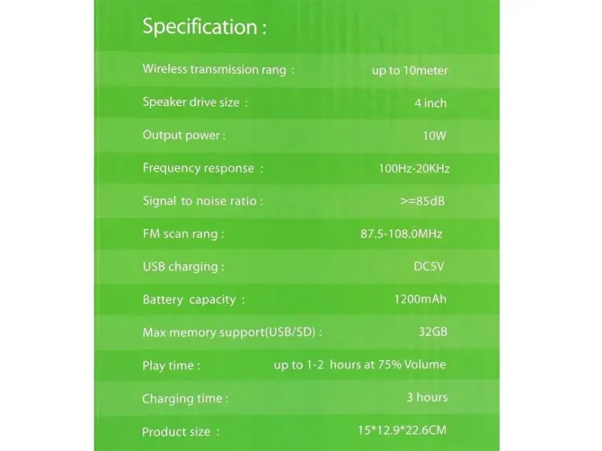Портативная Bluetooth колонка Wsieir WS-1109 с LED, FM, USB, TF, TWS, 4