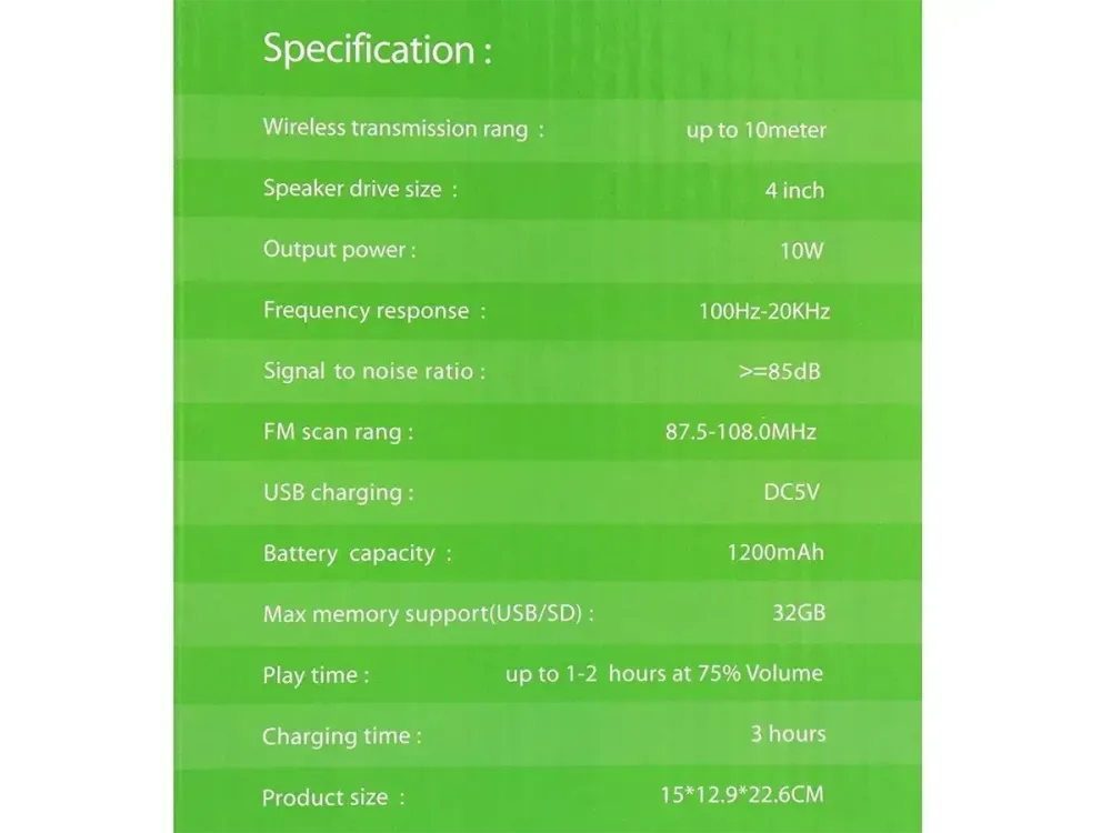 Портативна Bluetooth колонка Wsieir WS-1109 з LED, FM, USB, TF, TWS, 4" динамік, 10Вт Одеса - фото 6