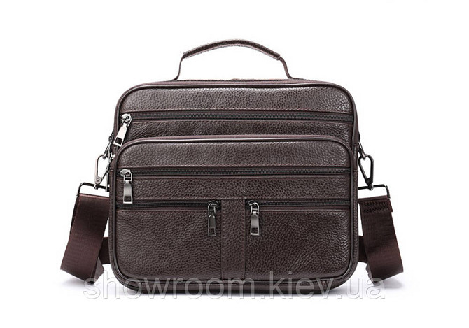 Мужская горизонтальная сумка Leather Collection (9916) коричневая Киев - изображение 1