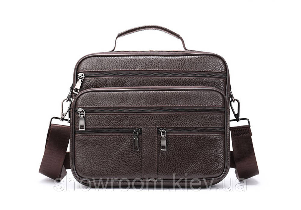 Чоловіча горизонтальна сумка Leather Collection (9916) коричнева Київ - фото 1