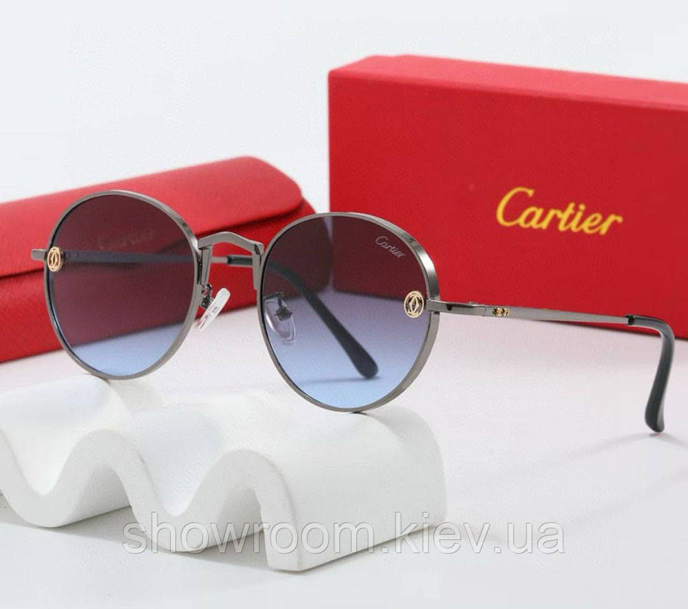 Женские круглые солнцезащитные очки Cartier (202318) blue Киев - изображение 1