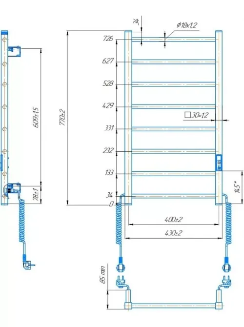 Електрична рушникосушка Hygge Family Leeds 770x430 білий мат Київ - фото 4