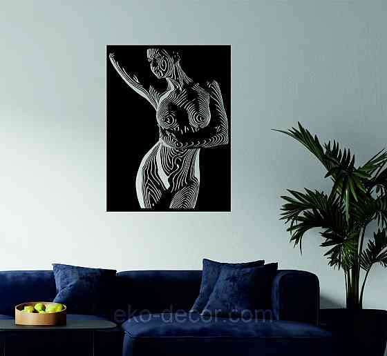 Декоративне настінне Панно «Жіноче тіло», Декор на стіну 110*81 см, Чорний Київ