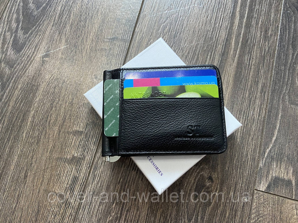 Шкіряний затиск для грошей без застібки на багато карток ST Leather Київ - фото 4