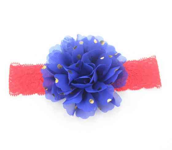 Детская повязка на голову синий + красный - окружность головы приблизительно 40-52см, диаметр цветка 10см Киев