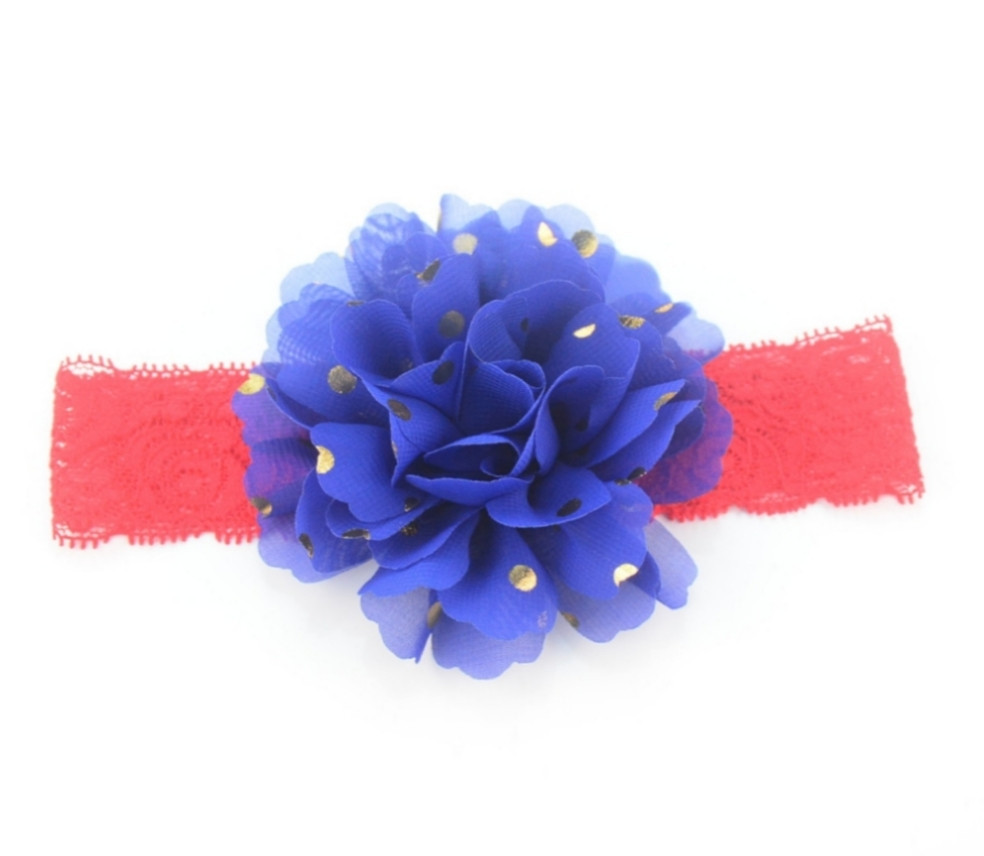 Детская повязка на голову синий + красный - окружность головы приблизительно 40-52см, диаметр цветка 10см Киев - изображение 1