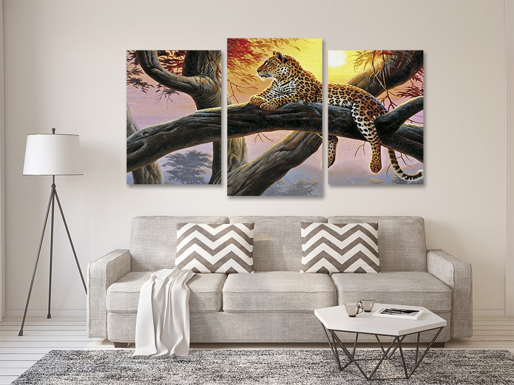 Модульна картина у вітальню/ спальню Тигр на деревині Art-579_3 70x130 см Київ - фото 2