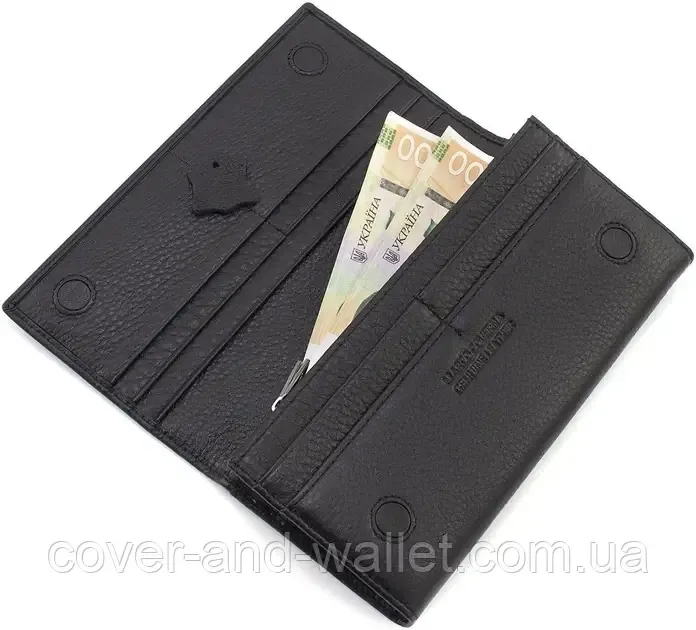 Класичний жіночий гаманець чорного кольору з італійської преміальної шкіри Marco Coverna Київ - фото 7