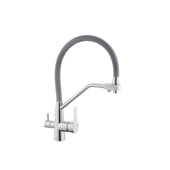 Змішувач для кухні з підключенням до фільтру Kroner KRP Edelstahl Klassisch - ESG03817GRA сірий/сатин Київ