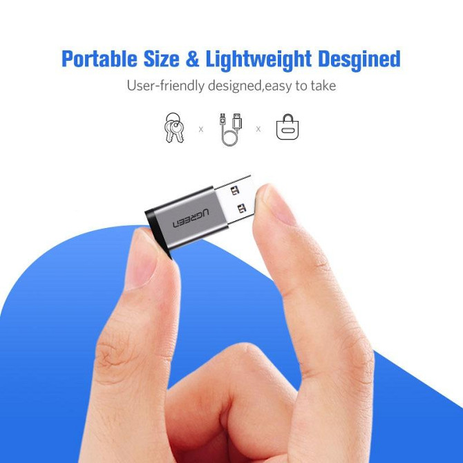 Перехідник-адаптер USB 3.0 до Type-C Ugreen US276 (Темно-сірий) Миколаїв - фото 8