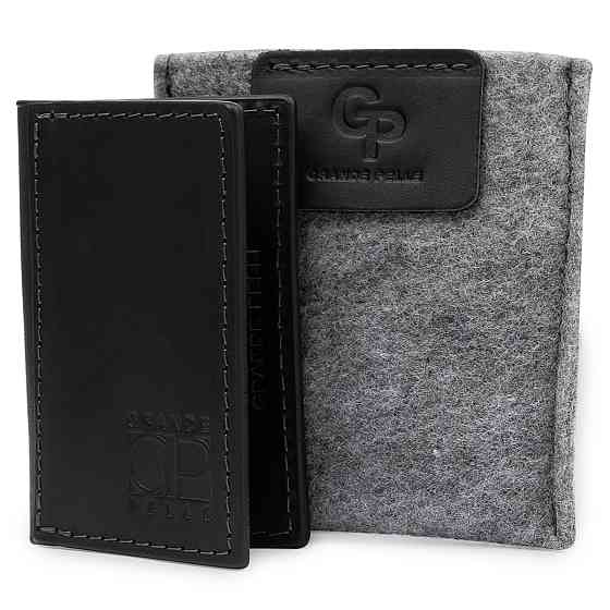 Кожаный компактный картхолдер GRANDE PELLE 11397 Черный Киев
