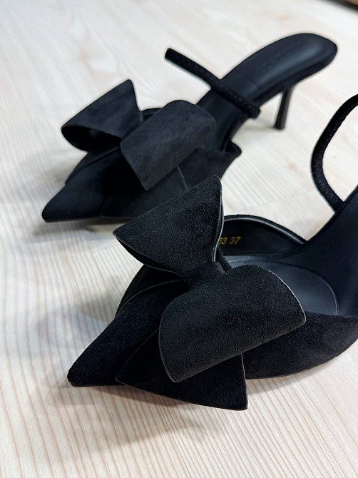 Туфлі жіночі Meideli F566-53 slingback човники з бантом екозамша чорні, 40, 26 см Київ - фото 3