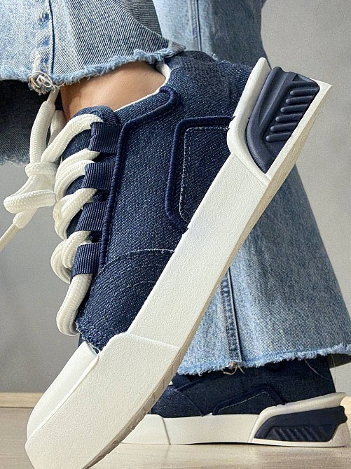 Кеди жіночі Violeta 143-46 джинсові на шнурівці з білою підошвою сині, 37, 23 см Київ - фото 15