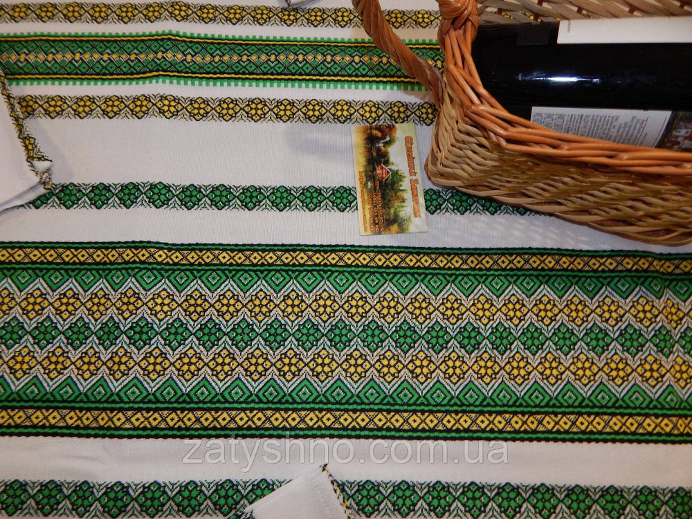 Зелена скатертина вишита з серветками Київ - фото 5