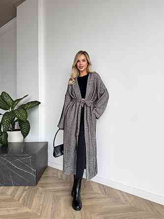 Жіночий трендовий довгий кардиган з поясом та кишенями Одеса