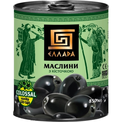 Овощная консервация Ellada Colossal Маслины с косточкой 850 мл ж/б ключ (4820186140187) Винница - изображение 1