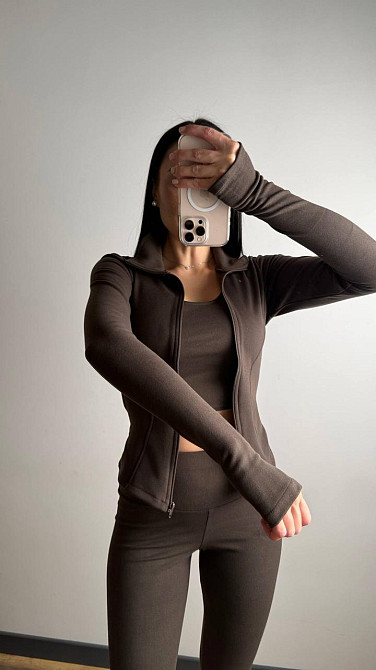 Жіночий термо костюм-трійка: кофта топ і лосини трикотаж пума Шоколадний, 44/46 Одеса - фото 6