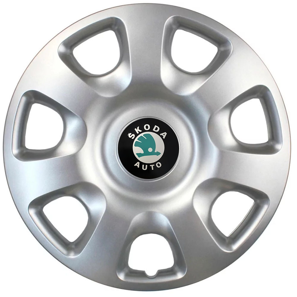 Автомобільні модельні ковпаки R15 Skoda (зелена) 336 4шт, SJS, сріблясті Київ - фото 1