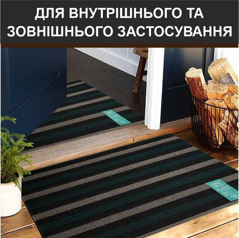 Дверной коврик Lovely Svi с петлевой щетиной 40 x 60 для внутреннего и наружного входа - зеленая полоска Киев - изображение 3