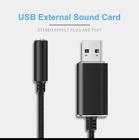 Перехідник miniJack - USB 3.5-USB 20 см у тканинному обплітанні для навушників з мікрофоном Київ - фото 2