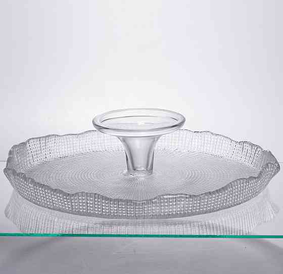 Стеклянная тортовница-менажница на ножке Киев