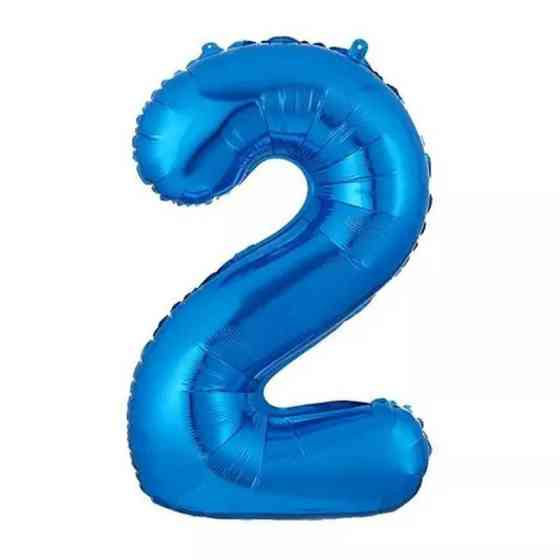 Цифра фольгована 2 синій 32" Київ