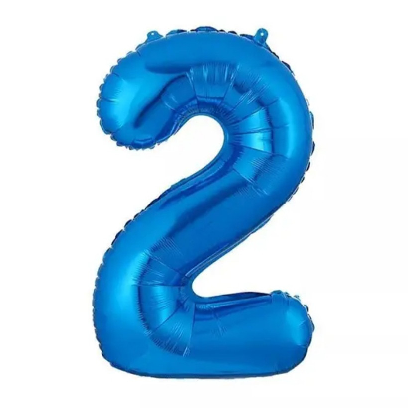 Цифра фольгированная 2 синий 32