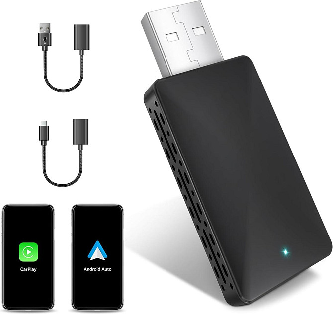 Бездротовий автомобільний смарт адаптер CarPlay Android Auto Wi-Fi6, Bluetooth 5.0 USB-C-A для авто  Київ - фото 1
