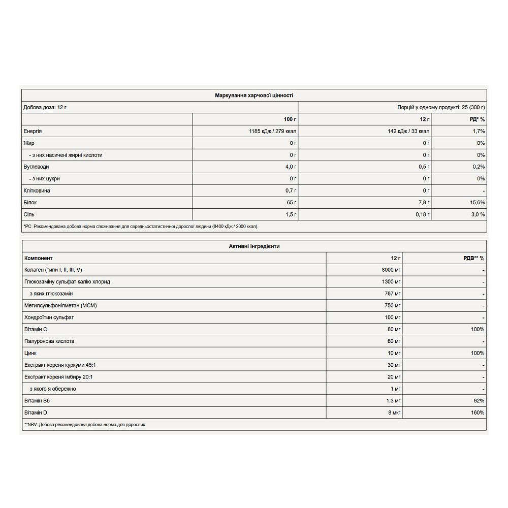 Хондропротектор Pure Gold Protein Joint 300 г, Elderflower Луцьк - фото 2