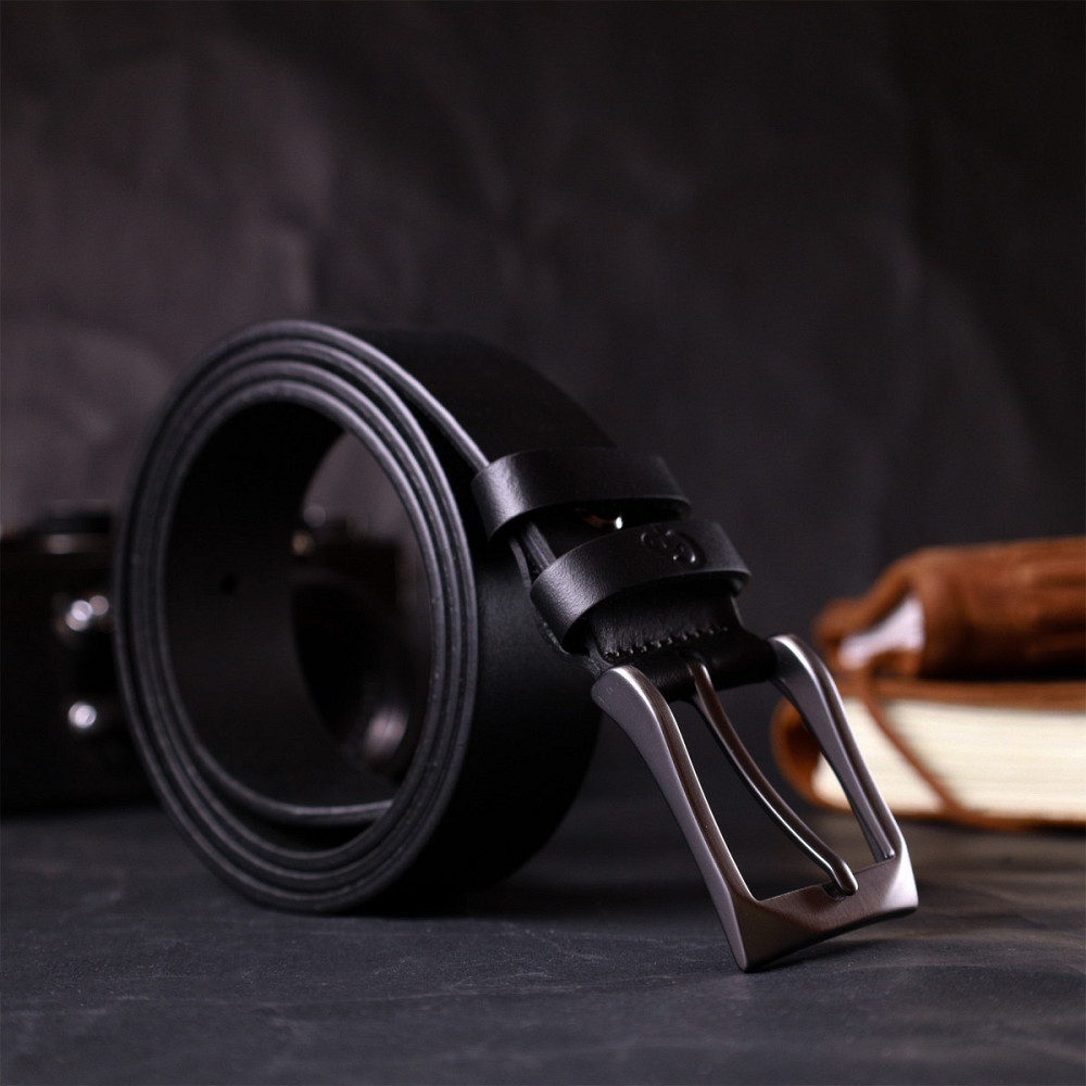 Стильный пояс под брюки для мужчин из натуральной кожи GRANDE PELLE 11690 Черный Киев - изображение 8