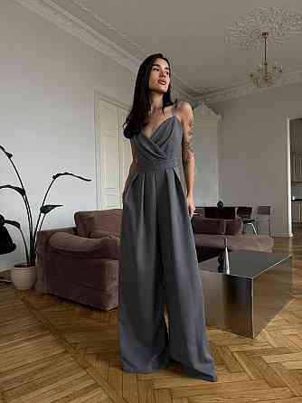 Стильний жіночий елегантний комбінезон костюмка преміум'якості Графіт, 42 Одеса